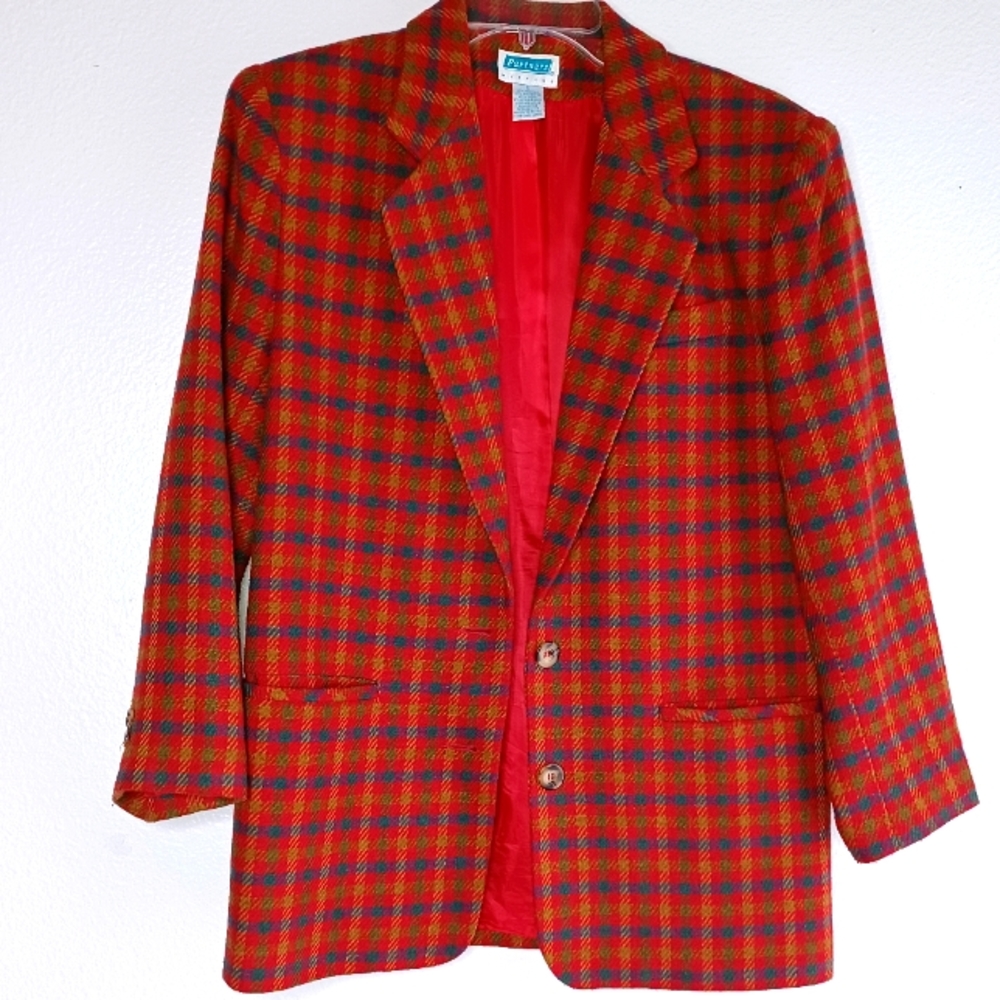 Partners VTG sz S plaid Blazer suit  jacket.